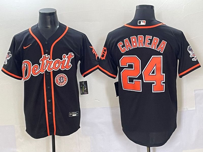 Men 2025 Detroit Tigers 24 Cabrera Black Joint Name Nike MLB Jersey style 7